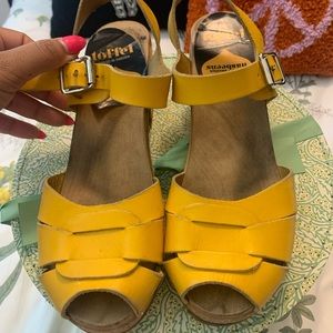 Yellow Swedish hasbeen clog sandals